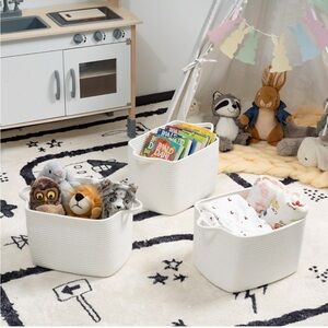 WOVEN COTTON ROPE BASKETS FOR STORAGE - SET OF 4 (3 sizes) - STACKABLE